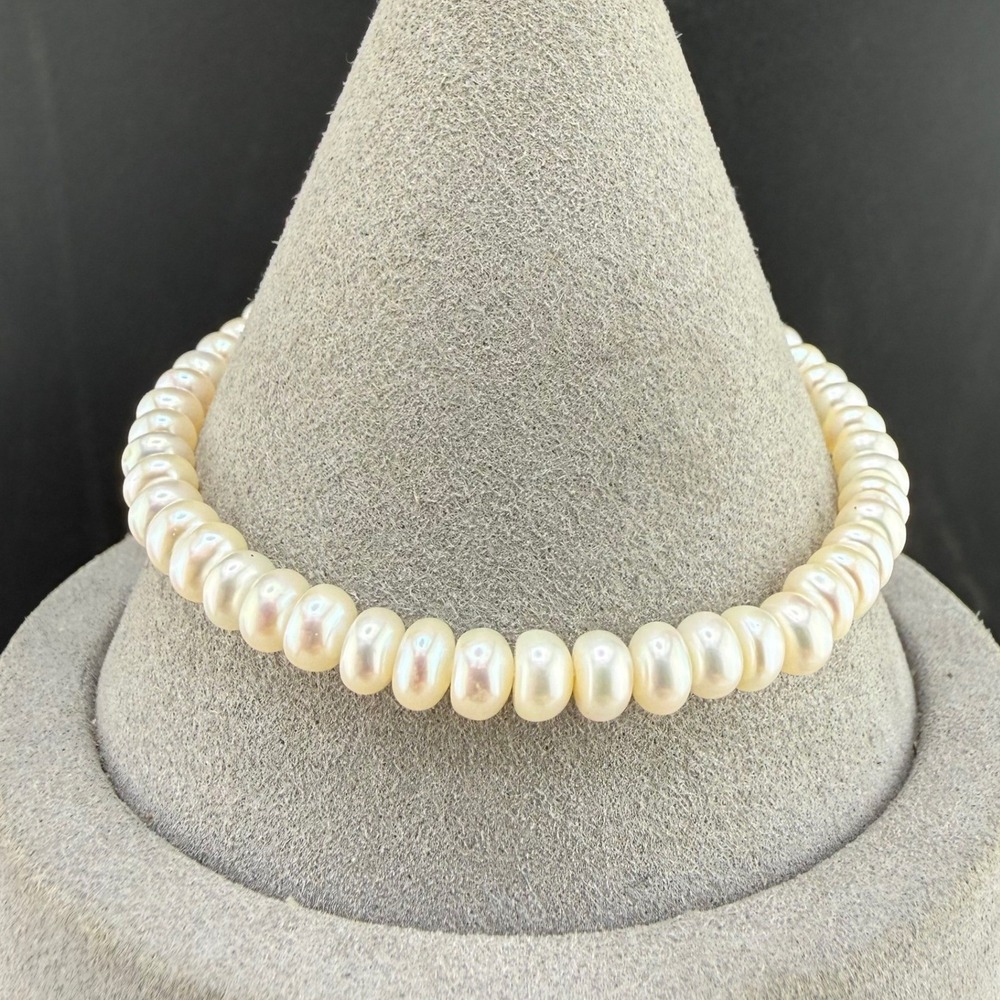 Vintage 10k Gold Clasp Pearl Bracelet‎ Freshwater Cultured 7.25in
